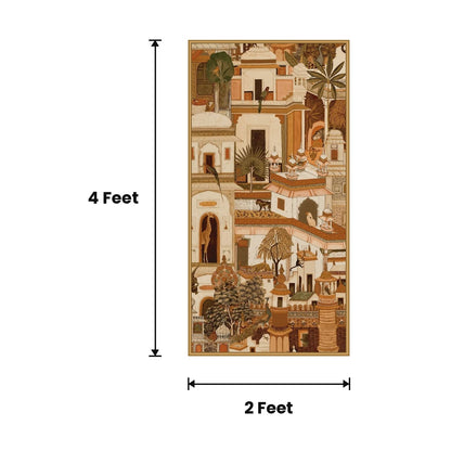 Desert Village Sepia acoustic painting size guide, 4 x 2 ft