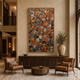 Festival Crowd With Flowers acoustic painting on PET felt canvas
