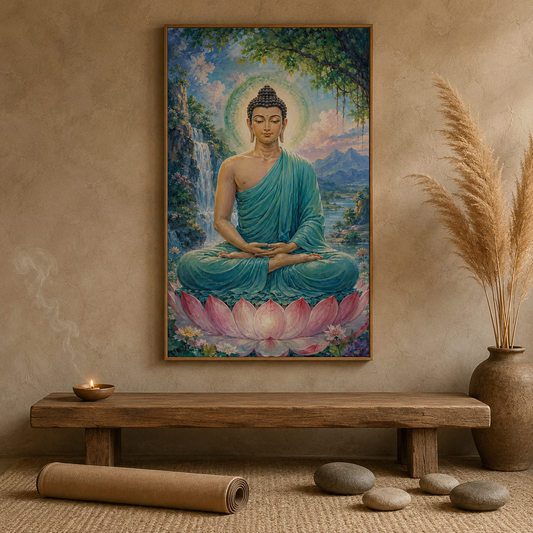 Buddha Blue Serene acoustic painting on PET felt canvas