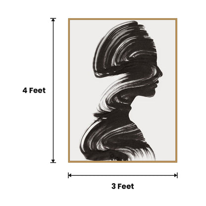 Woman Profile Brushstroke Abstract acoustic painting size guide, 4 x 3 ft