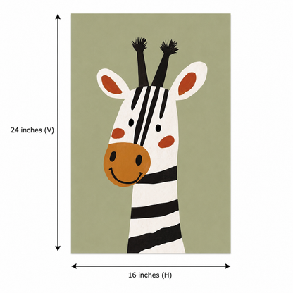 Good Guy Giraffe acoustic painting shown installed on a kids room wall