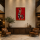 Red Folk Figure acoustic painting on PET felt canvas