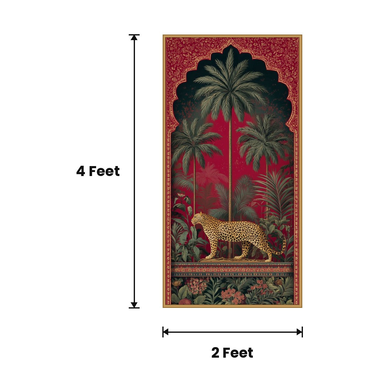 Leopard Arch Pink acoustic painting size guide, 4 x 2 ft