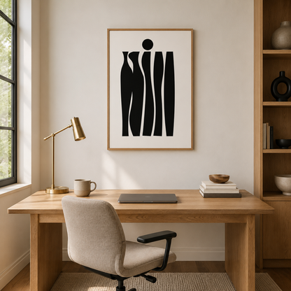 Abstract Black Figures Minimal acoustic painting on PET felt canvas