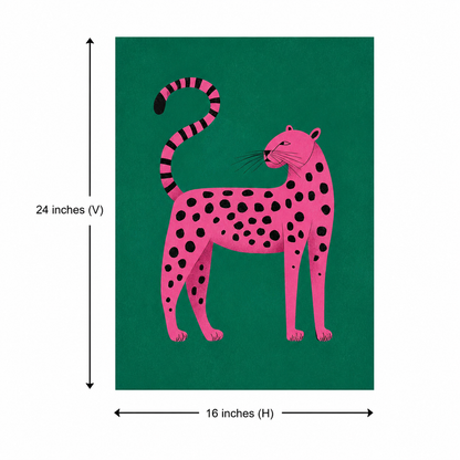 Pink Panther acoustic painting shown installed on a kids room wall