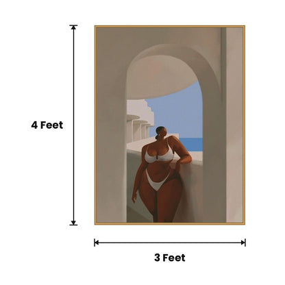 Woman In Seaside Archway acoustic painting size guide, 4 x 3 ft