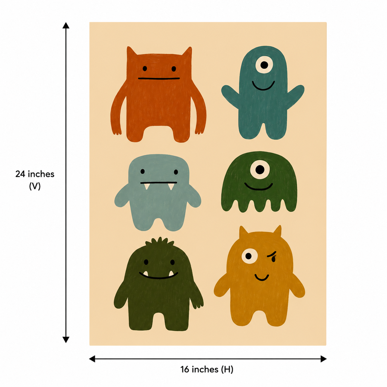 Lil Monsters acoustic painting shown installed on a kids room wall