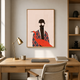 Man With Red Bird Abstract acoustic painting on PET felt canvas