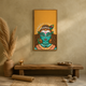 Krishna Face Teal Yellow acoustic painting on PET felt canvas