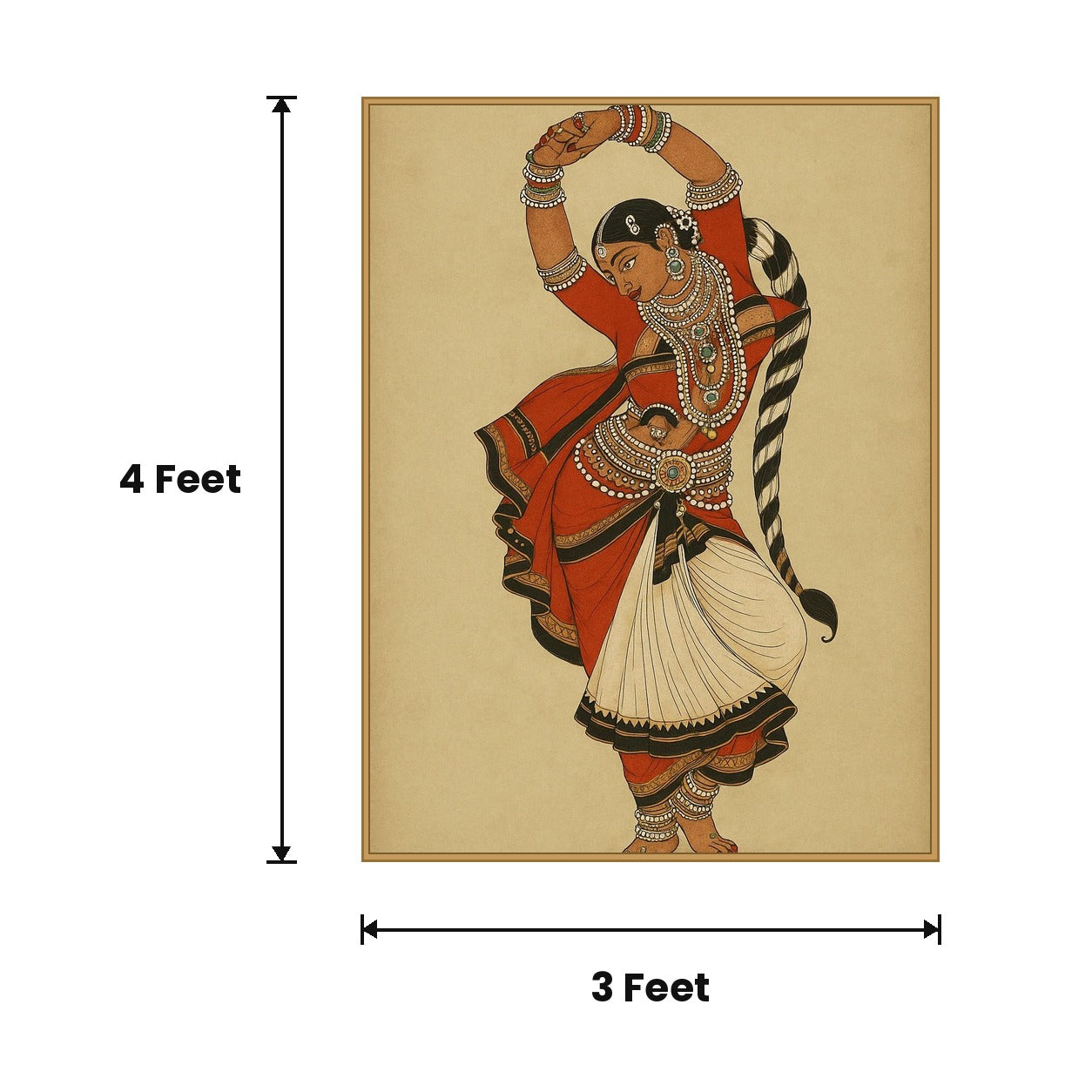 Vintage Lady Scroll acoustic painting size guide, 4 x 3 ft