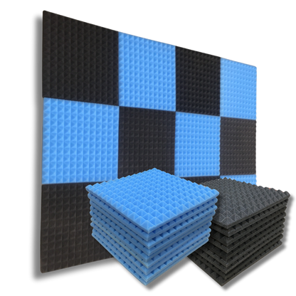 pyramid-acoustic-foam- panel-black+red