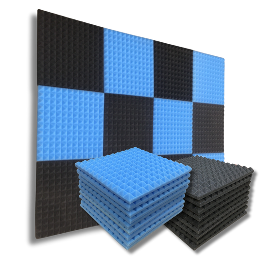 pyramid-acoustic-foam- panel-black+red