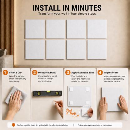 Felt PET Acoustic Panel | Office & Home Acoustics | White