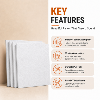 Felt PET Acoustic Panel | Office & Home Acoustics | White
