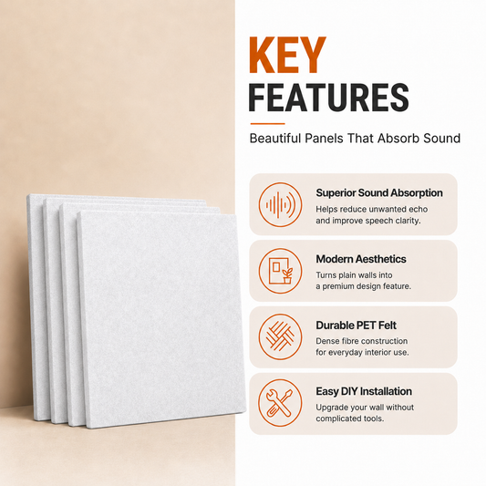 Felt PET Acoustic Panel | Office & Home Acoustics | White