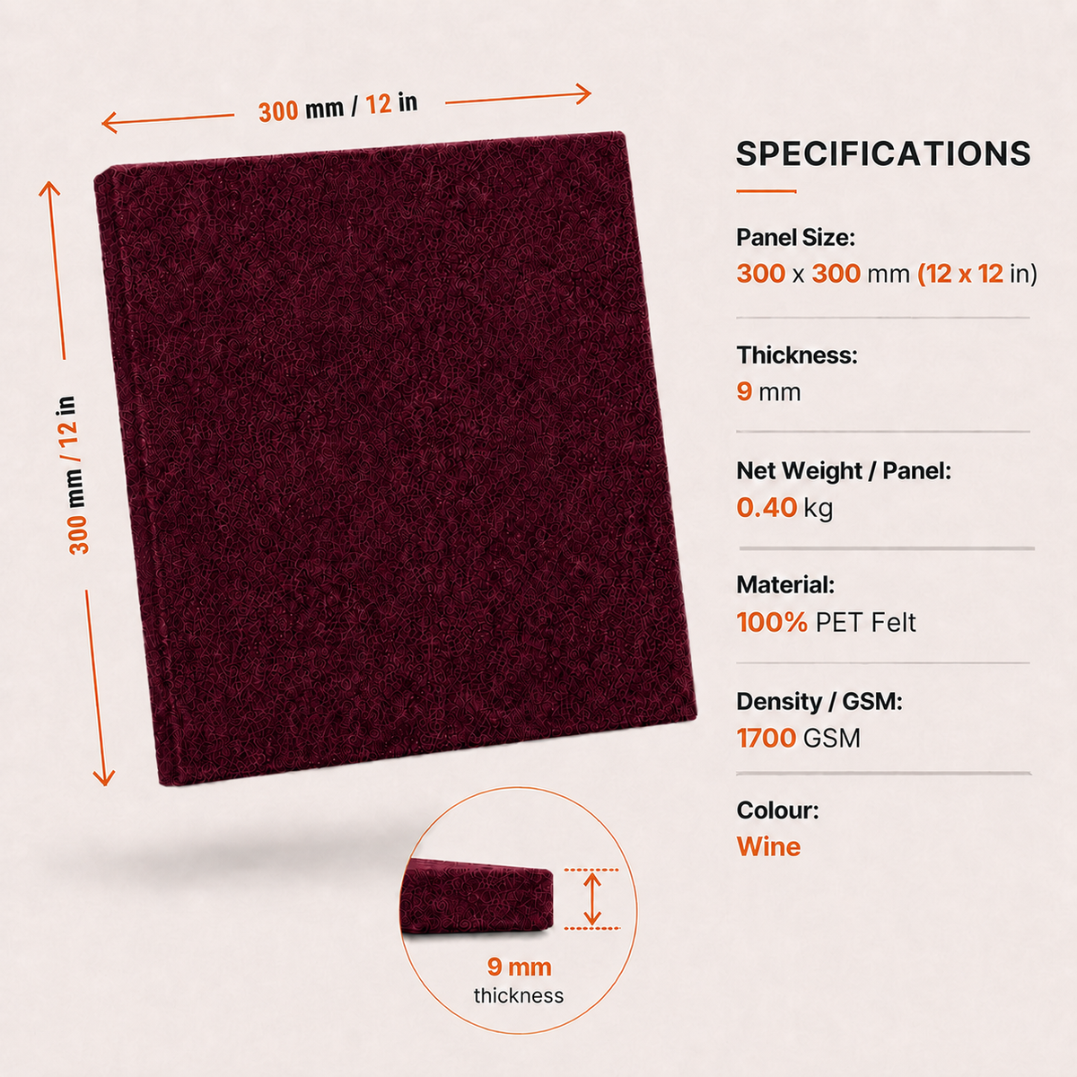 Felt PET Acoustic Panel | Office & Home Acoustics | Wine
