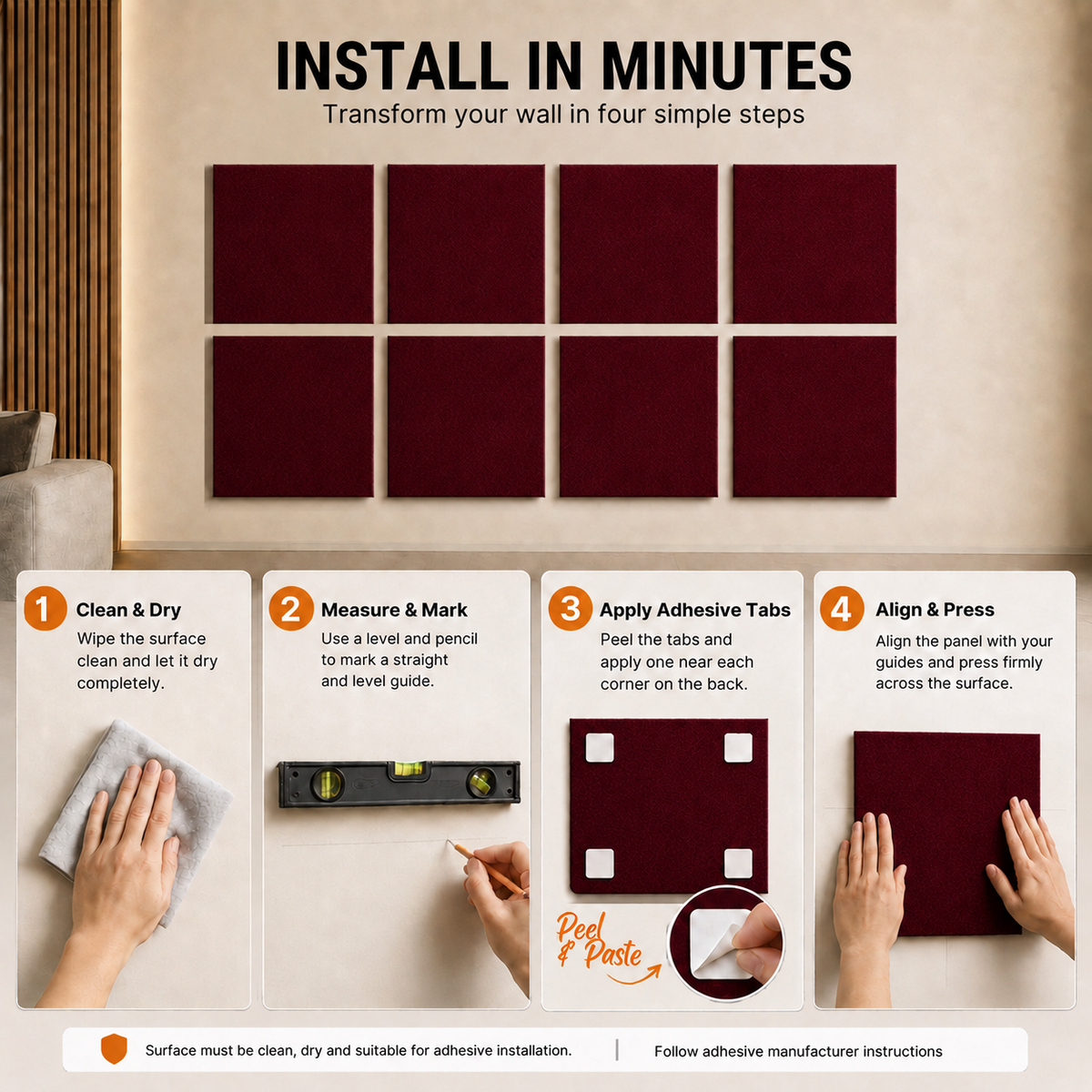 Felt PET Acoustic Panel | Office & Home Acoustics | Wine