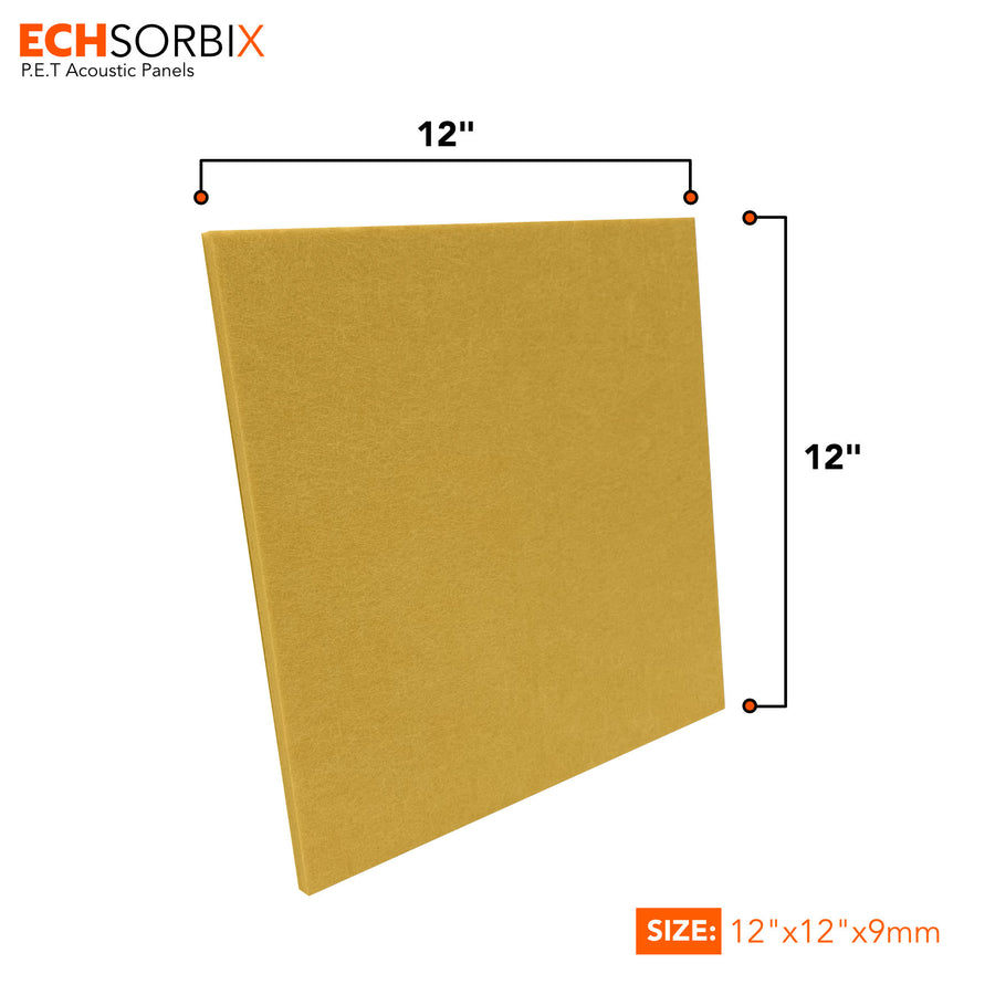 Echsorbix® PET Acoustic Wall Panels | 1x1 Feet | Gold | 9mm Thickness