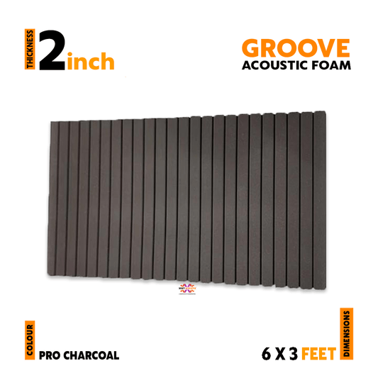Groove Acoustic Foam 6x3 ft, Charcoal