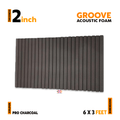 Groove Acoustic Foam Panel | 6 x 3 Feet | Pro Charcoal | 1 Roll