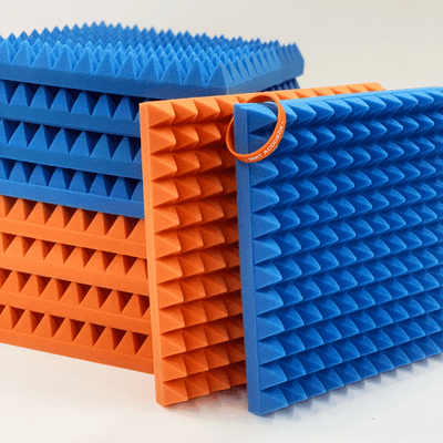 Pyramid Acoustic Foam Panel 2" | 1 x 1 Feet | MMT Orange & European Blue