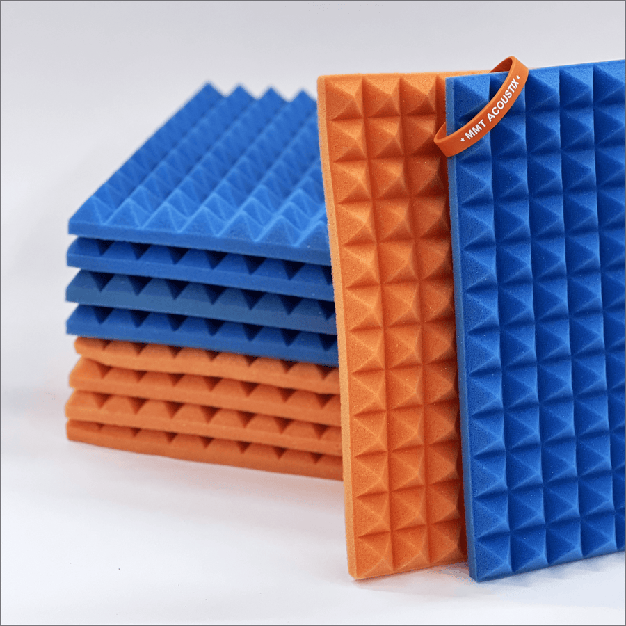 Pyramid Acoustic Foam Panel 1" | 1 X 1 feet | MMT Orange & European Blue