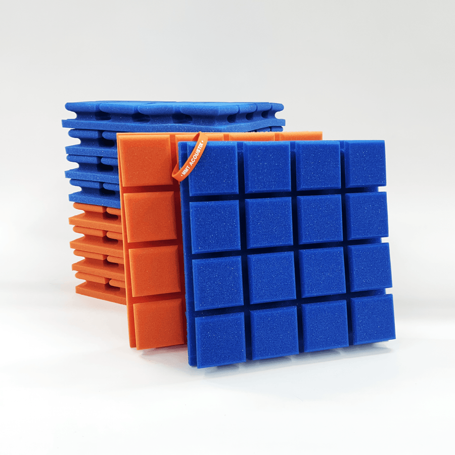 Turbo Acoustic Foam Panel 2" | 1 x 1 Feet | MMT Orange & European Blue