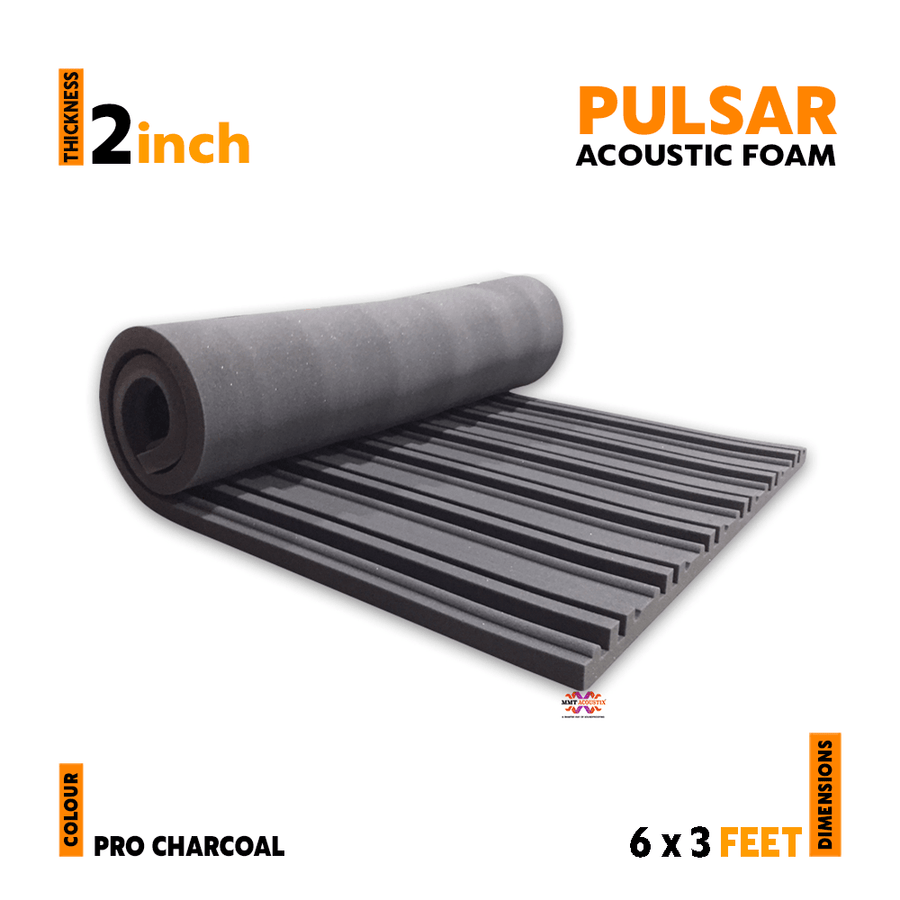 Pulsar Acoustic Foam Panel | 6x3 Feet | Pro Charcoal | 1 Roll