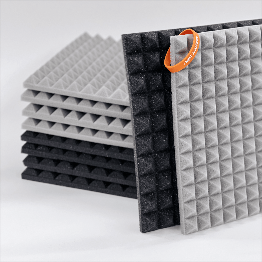 Pyramid Acoustic Foam Panel 1" | 1 X 1 Feet | Stone White & Pro Charcoal