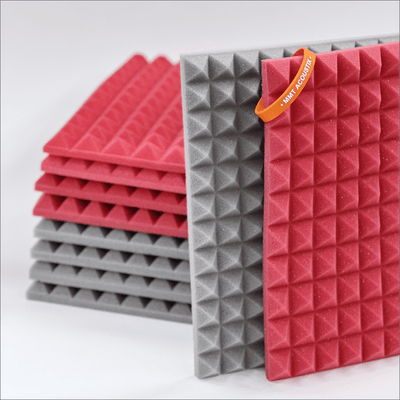 Pyramid Acoustic Foam Panel 1" | 1 X 1 Feet | Stone White & Flame Red