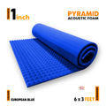 Pyramid Acoustic Foam Panel | 6 x 3 feet | European Blue | 1 Roll