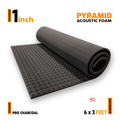 Pyramid Acoustic Foam Panel | 6 x 3 feet | Pro Charcoal | 1 Roll