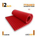 Pyramid Acoustic Foam Panel | 6x3 Feet | Flame Red | 1 Roll