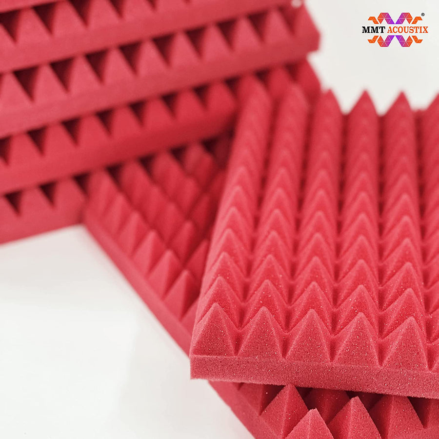 Pyramid Acoustic Foam Panel 2" | 1 x 1 Feet | Flame Red