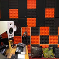Pyramid Acoustic Foam Panel 1" | 1 X 1 feet | Pro Charcoal & MMT Orange