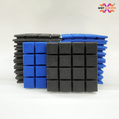 Turbo Acoustic Foam Panel 2" | 1 x 1 Feet | Pro Charcoal & European Blue