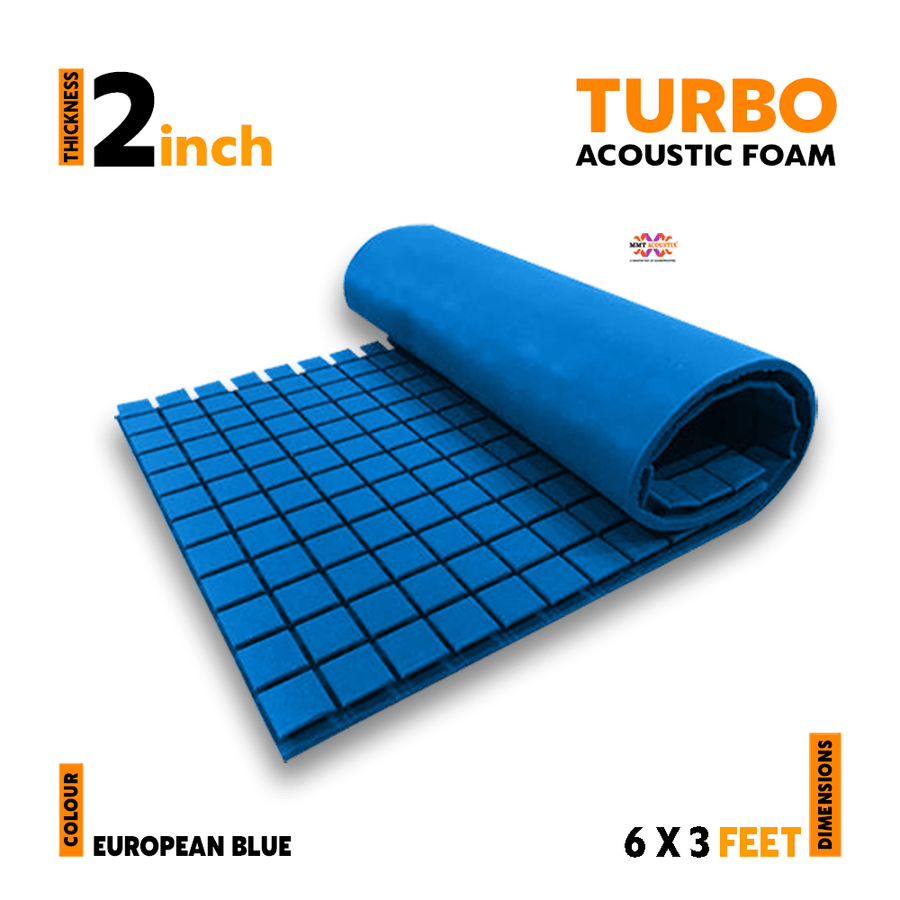 Turbo Acoustic Foam Panel | 6x3 Feet | European Blue | 1 Roll