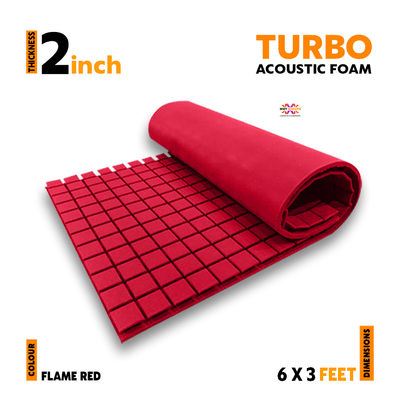 Turbo Acoustic Foam Panel | 6x3 Feet | Flame Red | 1 Roll