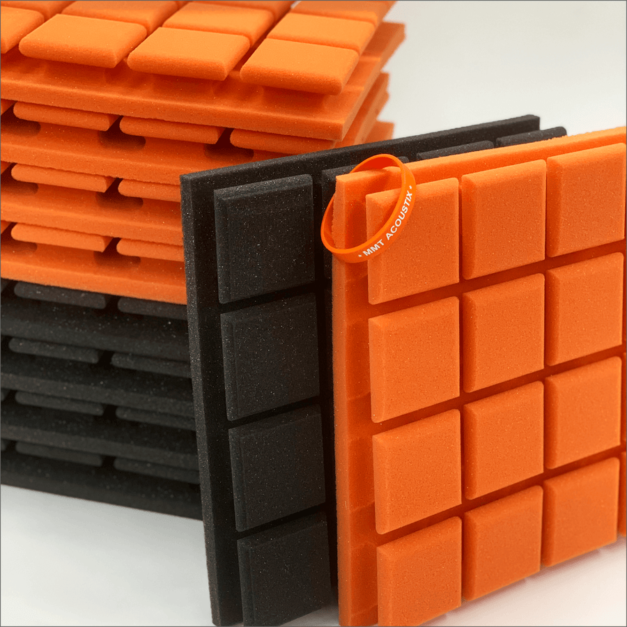 Turbo Acoustic Foam Panel 2" | 1 x 1 Feet | Pro Charcoal & MMT Orange