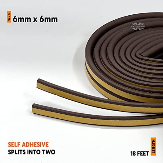 Soundproofing Rubber Seal for Doors & Windows | Self Adhesive | Brown