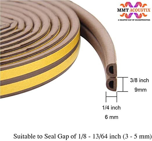 5m Self Adhesive Door Window Sealing Strip Soundproof Foam Seal